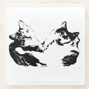 Two Cats Companionship Ink Coaster
