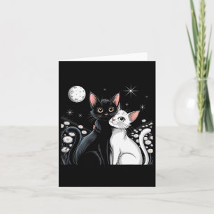 Two Cats Couple Moon Love Hugging Valentine Kitty Card