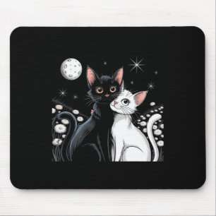 Two Cats Couple Moon Love Hugging Valentine Kitty Mouse Pad