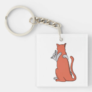 Two Cats Embrace Friendship Key Ring