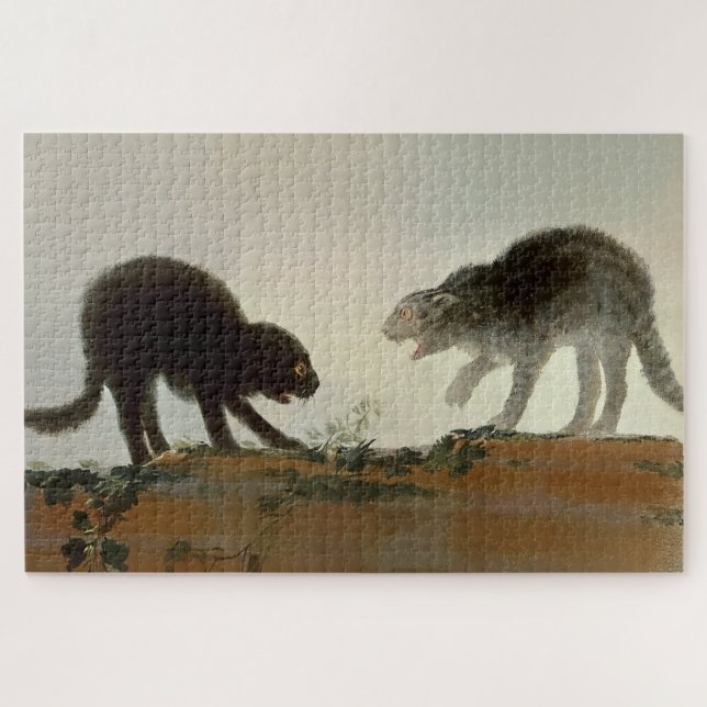 “Two Cats Fighting” by Francisco Goya Jigsaw Puzzle (Horizontal)