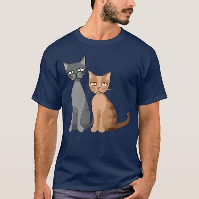 Two Cats funny T-Shirt (Front)