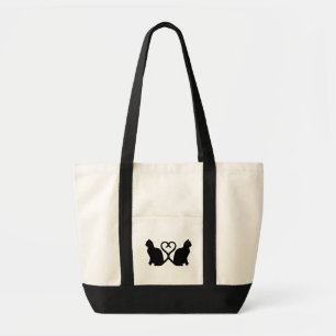 Two Cats Heart Silhouette Impulse Tote