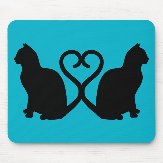 Two Cats Heart Silhouette Mousepad (Front)