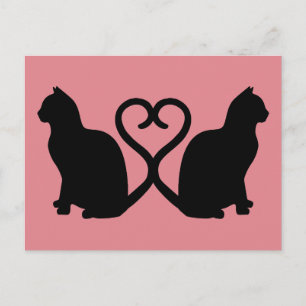 Two Cats Heart Silhouette Postcard