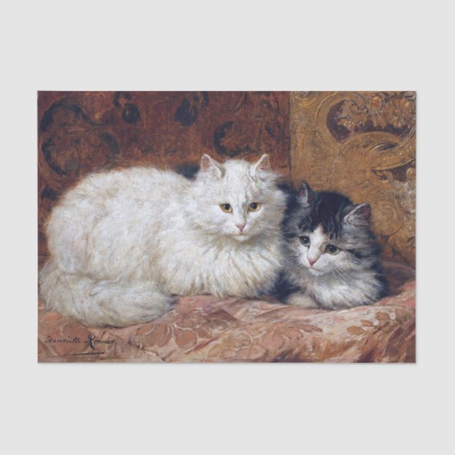 Two Cats • Henriette Ronner-Knip (1821-1909) Tissue Paper (Front)