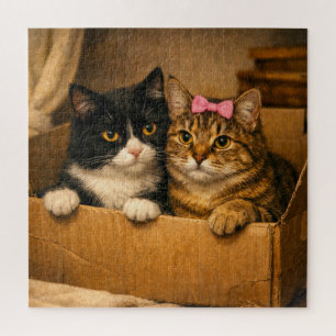 Two Cats in a Cardboard Box – Cosy Pet Puzzle