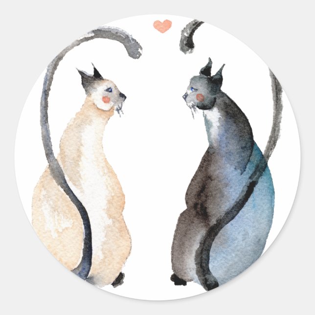 Two Cats in Love Classic Round Sticker (Front)