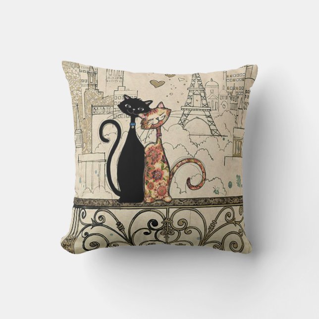 Two Cats in Love Cushion (Front)