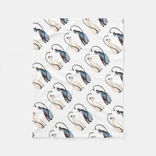 Two Cats in Love Fleece Blanket (Front)