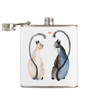Two Cats in Love Hip Flask