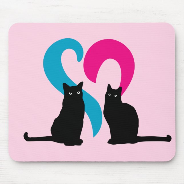 Two cats in love mouse pad (Front)