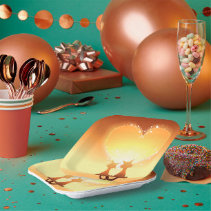 Two Cats In Love Paper Plates