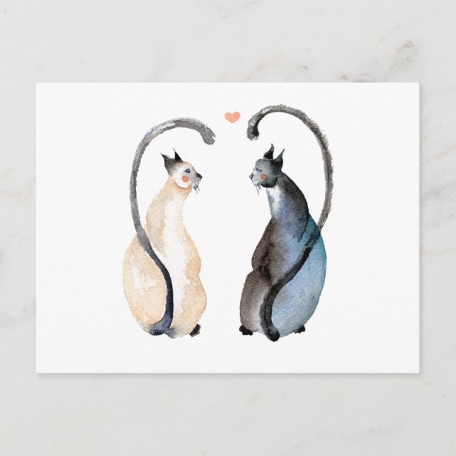 Two Cats in Love Postcard (Front)