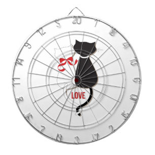 Two Cats in Love, Red, Black, Hearts Dartboard