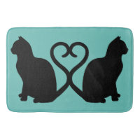 Two Cats in Love Silhouette Bath Mat