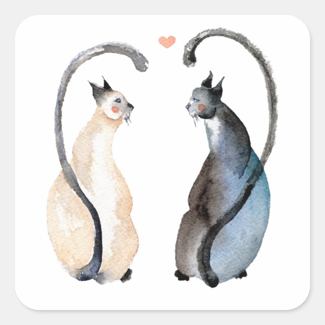 Two Cats in Love Square Sticker (Front)