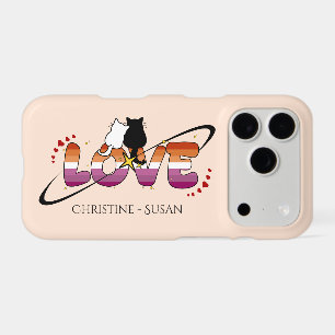 Two Cats In Love Sunset Lesbian Flag