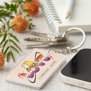 Two Cats In Love Sunset Lesbian Flag Acrylic Key Ring