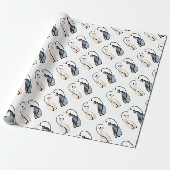 Two Cats in Love Wrapping Paper (Unrolled)