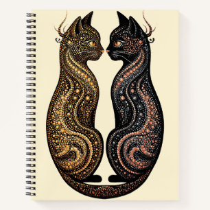 Two Cats in Vibrant Artistic Design Notebook
