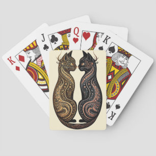 Two Cats in Vibrant Artistic Design Playing Cards