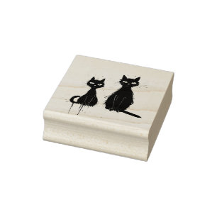 Two Cats - Maple Wood Art Stamp