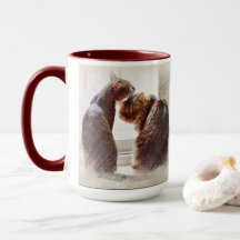 Two Cats Maroon Two-tone Hot Beverage Mug