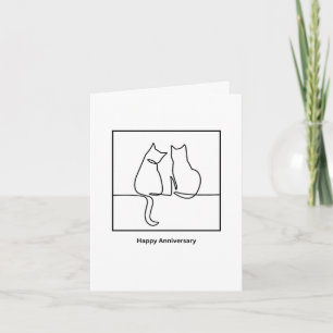 Two cats, side by side, anniversary card