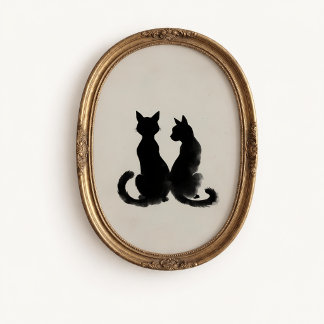 Two Cats Silhouette Wall Poster