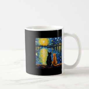 Two Cats Starry Night Lover Cat Art Painting Kitte Coffee Mug