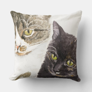 Two cats - tabby and tortie cushion