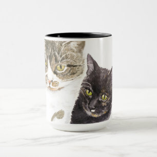 Two cats - tabby and tortie mug