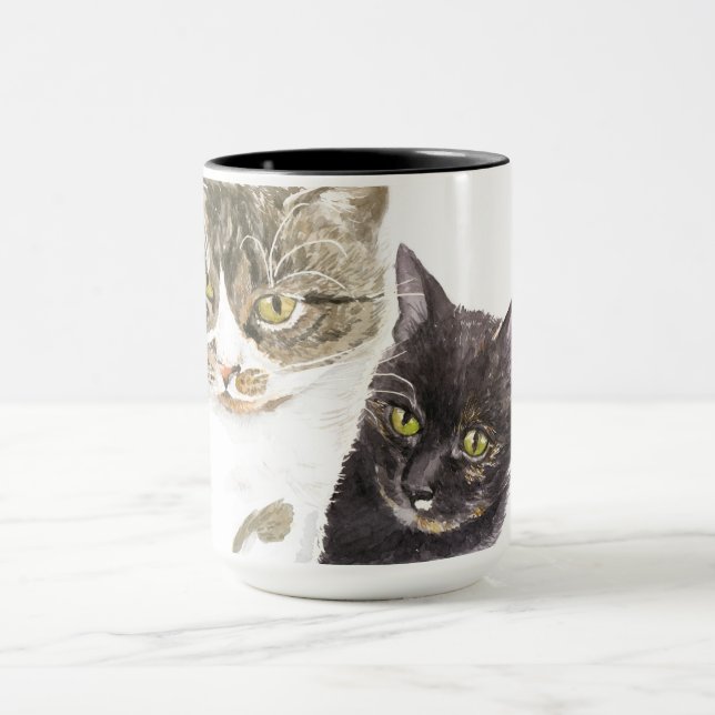 Two cats - tabby and tortie mug (Center)