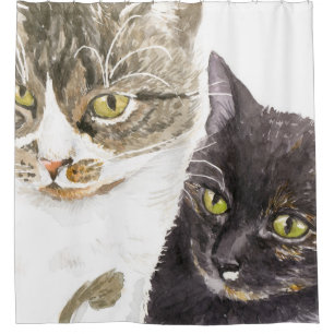 Two cats - tabby and tortie shower curtain