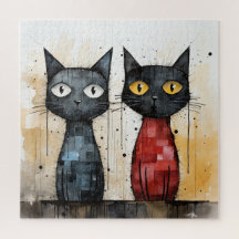 Two Cats Watercolor Puzzle