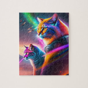 Two Cats With Lasers In A Space Battle Jigsaw Puzzle