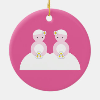 Two caucasian brides ceramic ornament