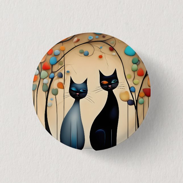  Two Charming Cats 3 Cm Round Badge (Front)