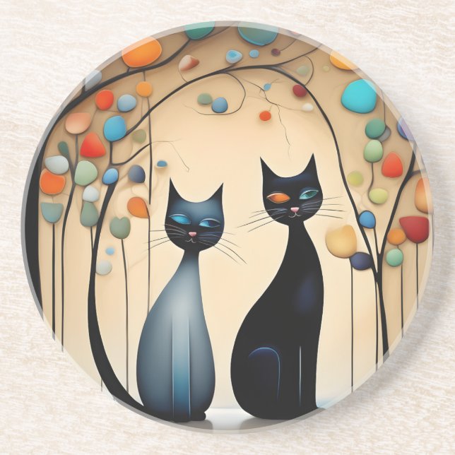  Two Charming Cats Coaster (Front)