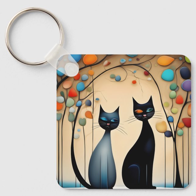  Two Charming Cats Key Ring (Front)