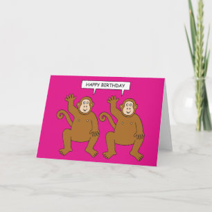 Two Cheeky Monkeys, Happy Birthday from Twins. Card