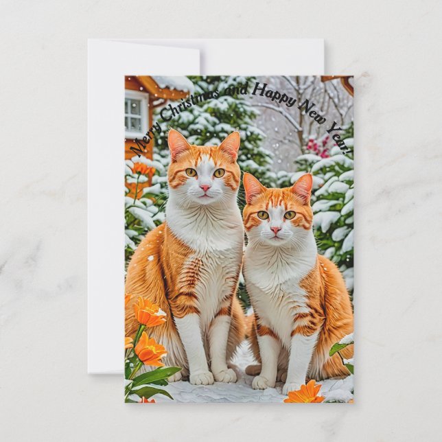 Two cheerful cats invitation (Front)