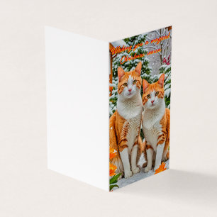 Two cheerful orange and white cats Cheistmas card