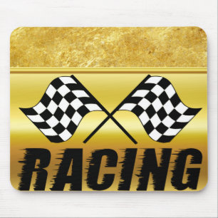 Two chequered racing flags for the competition win mouse pad