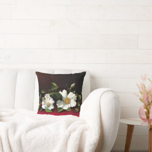 Two Cherokee Roses on Red Velvet, Cushion