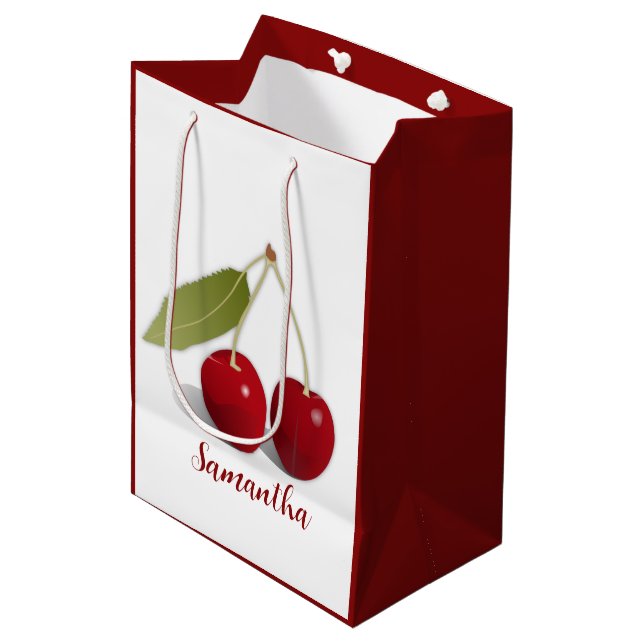 Two Cherries Design Gift Bag (Front Angled)