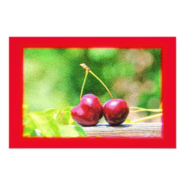 "Two Cherries Fruit" Cute Photo. Buy Now Photo Print (Front)