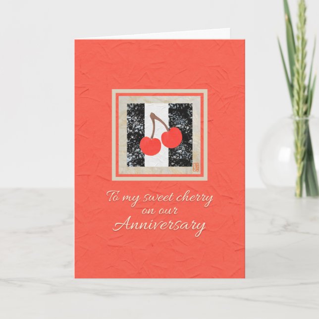 Two Cherries on Red to my Wife Anniversary Card (Front)