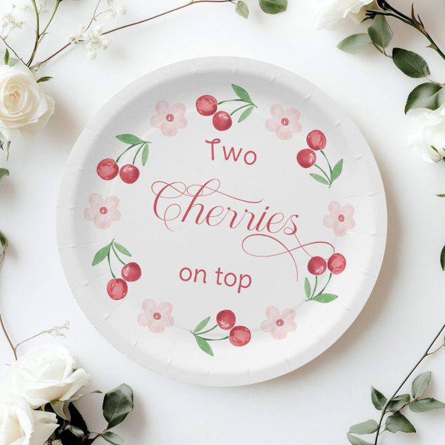 Two Cherries on Top Twins baby shower Paper Plate (Creator Uploaded)